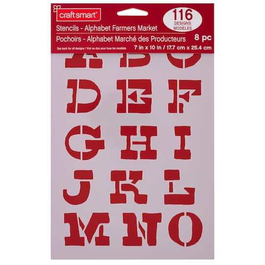 6 Pack: Alphabet Farmers Market Stencils, 7" x 10" by Craft Smart®